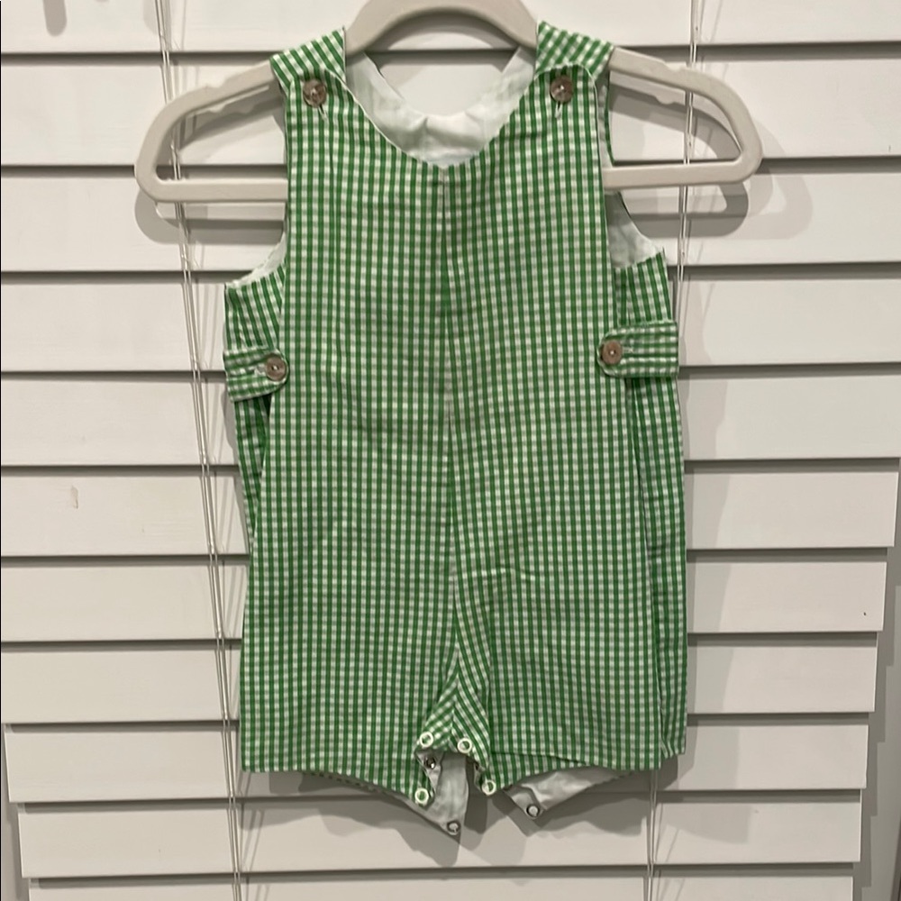 Green Gingham Baby Romper